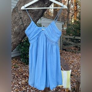 Abercrombie & Fitch Blue Chiffon Empire Waist Mini Dress Bubble Hem. Size S🩵